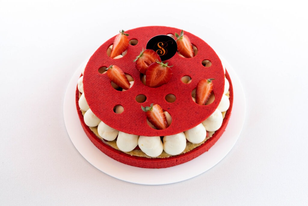 crostata moderna venere fragola pepe rosa mascarpone