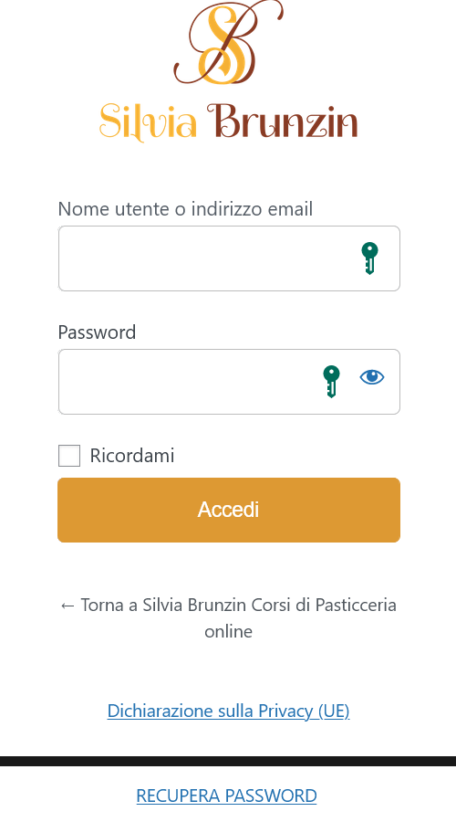 Screenshot 2023 01 21 at 14 51 32 Accedi ‹ Silvia Brunzin Corsi di Pasticceria online — WordPress edited Silvia Brunzin - Corsi on line di pasticceria moderna